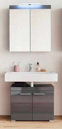 Badezimmer Badm�bel Set Adamo in grau Hochglanz Badkombination 2-teilig 60 x 190 cm