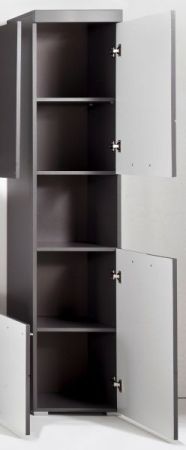 Badezimmer Hochschrank Adamo in grau Hochglanz Badschrank 37 x 190 cm