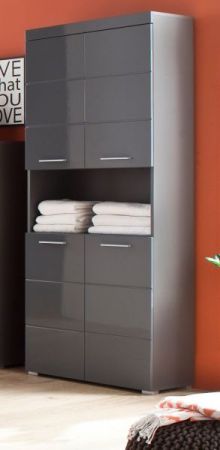 Badezimmer Hochschrank Adamo in grau Hochglanz 73 x 190 cm