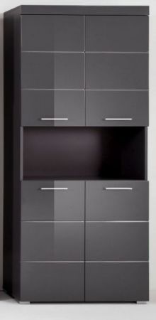 Badezimmer Hochschrank Adamo in grau Hochglanz 73 x 190 cm
