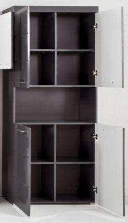 Badezimmer Hochschrank Adamo in grau Hochglanz 73 x 190 cm