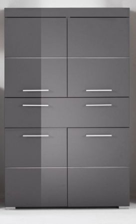 Badezimmer Midischrank Adamo in grau Hochglanz Badschrank 73 x 132 cm