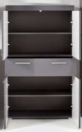 Badezimmer Midischrank Adamo in grau Hochglanz Badschrank 73 x 132 cm