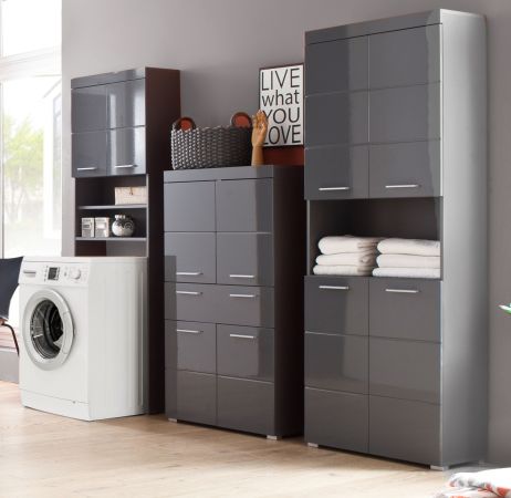 Waschmaschinenschrank Adamo in grau Hochglanz - Waschmaschinen �berbau 63 x 187 cm