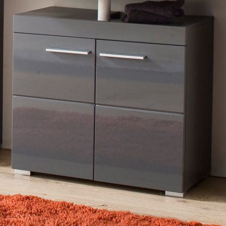 Badezimmer Waschbeckenunterschrank Adamo in grau Hochglanz Badschrank 60 x 56 cm