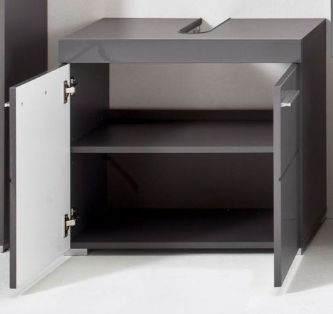Badezimmer Waschbeckenunterschrank Adamo in grau Hochglanz Badschrank 60 x 56 cm
