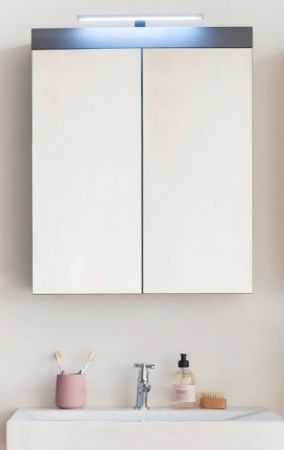Badezimmer Spiegelschrank Adamo in grau Hochglanz Badschrank 2-t�rig 60 x 77 cm