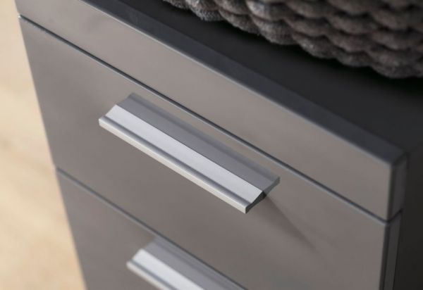 Badezimmer Unterschrank Adamo in grau Hochglanz Badschrank 37 x 79 cm