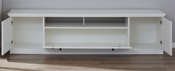 TV-Lowboard Milla in wei� im Landhausstil inklusive Podest 177 x 65 cm Komforth�he