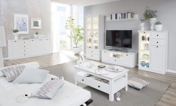 TV-Lowboard Milla in wei� Landhaus Fernsehtisch 140 x 49 cm