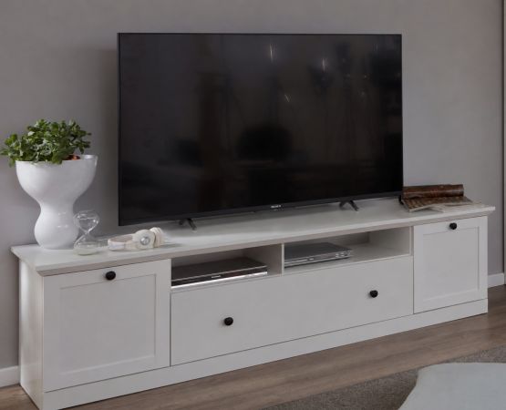 TV-Lowboard Milla in wei� matt, Landhausstil, 177 x 49 cm