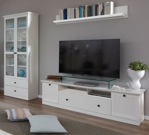 TV-Lowboard Milla in wei� matt, Landhausstil, 177 x 49 cm