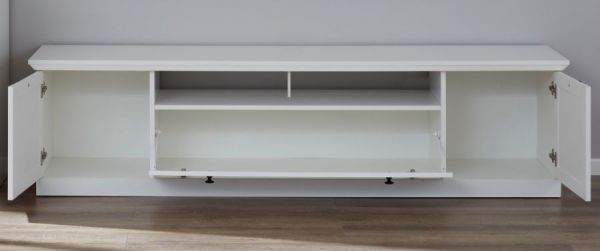 TV-Lowboard Milla in wei� matt, Landhausstil, 177 x 49 cm