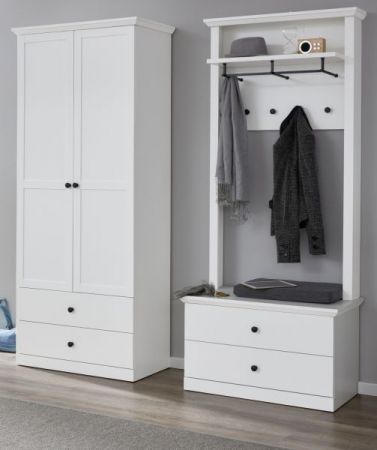 Garderobenschrank Milla in wei� Landhaus Flurgarderobe 81 x 196 cm