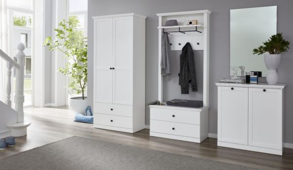 Garderobenbank Milla in wei� Landhaus Sitzbank 81 x 49 cm