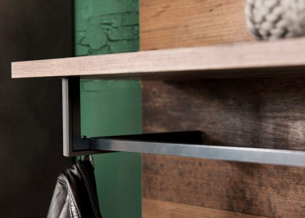 Garderobe Foundry in Old Used Wood mit grau 4-teilig (265 x 192 cm)