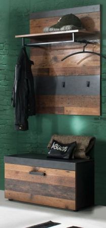 Garderobenpaneel Foundry in Used Wood Shabby mit Matera grau 80 x 106 cm