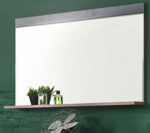 Garderobenspiegel Foundry in Used Wood Shabby mit Matera grau Wandspiegel mit Ablage 90 x 69 cm