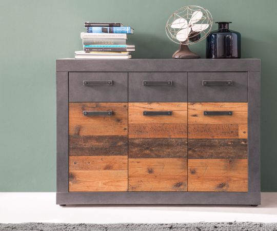 Sideboard Foundry in Used Wood Altholz Design, Kommode 117 x 86 cm