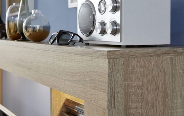Wohnwand Lumina in Sonoma Eiche hell s�gerau und wei� - Schrankwand 240 x 185 cm