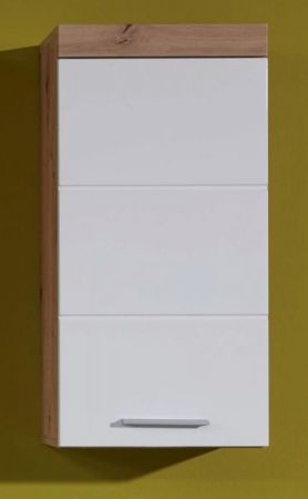 Bad H�ngeschrank Adamo in wei� Hochglanz und Asteiche Badschrank 37 x 77 cm
