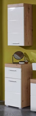 Bad H�ngeschrank Adamo in wei� Hochglanz und Asteiche Badschrank 37 x 77 cm