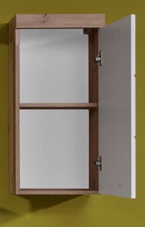 Bad H�ngeschrank Adamo in wei� Hochglanz und Asteiche Badschrank 37 x 77 cm