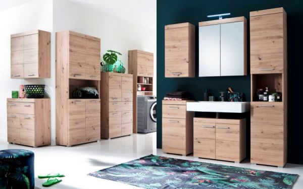 Badezimmer Hochschrank Adamo in Asteiche Badschrank 73 x 190 cm