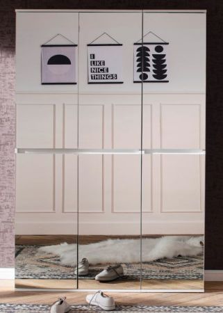 Garderobenschrank Reflect in wei� mit Spiegelt�ren - Schuhschrank 111 x 191 cm