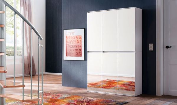Garderobenschrank Reflect in wei� mit Spiegelt�ren - Schuhschrank 111 x 191 cm