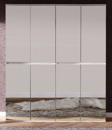 Garderobenschrank mit Spiegel Reflect in wei� mit Spiegelt�ren - Schuhschrank 148 x 191 cm