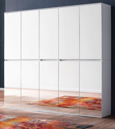 Garderobenschrank mit Spiegel Reflect in wei� mit Spiegelt�ren - XXL Schuhschrank 185 x 191 cm