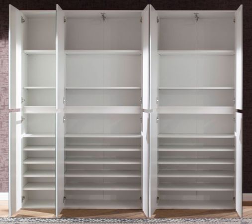 Garderobenschrank mit Spiegel Reflect in wei� mit Spiegelt�ren - XXL Schuhschrank 185 x 191 cm