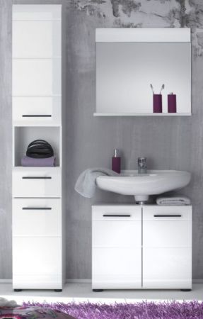 Badezimmer Hochschrank Clarito in wei� Hochglanz 30 x 182 cm