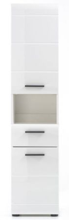 Badezimmer Hochschrank Clarito in wei� Hochglanz 30 x 182 cm