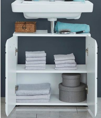 Badezimmer Waschbeckenunterschrank Clarito in wei� Hochglanz Badschrank 60 x 56 cm
