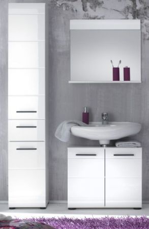 Badezimmer Hochschrank Clarito in wei� Hochglanz 30 x 182 cm