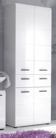 Badezimmer: Hochschrank Clarito Hochglanz wei� (60x182 cm)