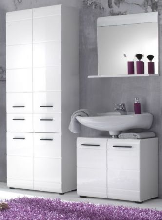 Badezimmer: Hochschrank Clarito Hochglanz wei� (60x182 cm)