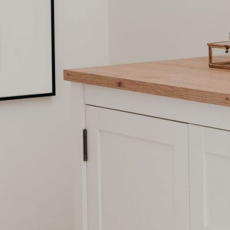 Sideboard Vestland in wei� und Artisan Eiche Landhaus Anrichte 120 x 90 cm Kommode