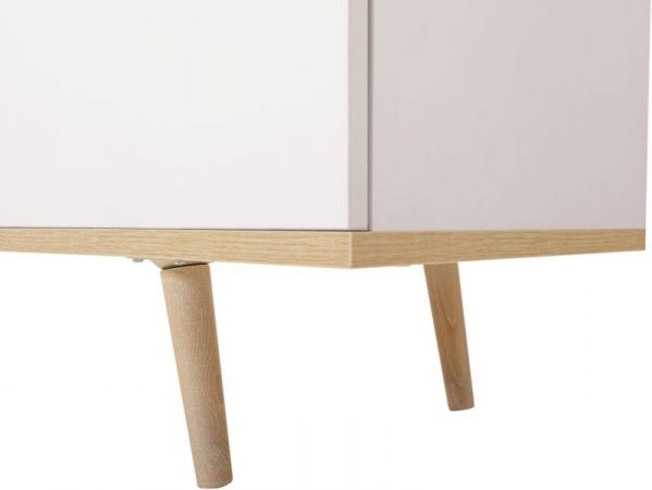 TV-Lowboard Lundby in matt wei� mit Sonoma Eiche massiv Fernsehtisch skandinavisch 160 x 51 cm TV-Unterteil