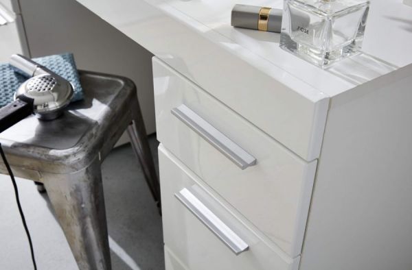 Schminktisch Adamo in wei� Hochglanz 120 x 141 cm mit Schubkasten und Spiegel
