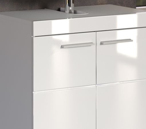 Badezimmer Waschbeckenunterschrank Adamo in wei� Hochglanz Badschrank 2-t�rig 60 x 56 cm