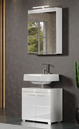 Badezimmer Waschbeckenunterschrank Adamo in wei� Hochglanz Badschrank 2-t�rig 60 x 56 cm