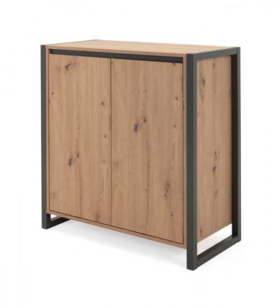 Kommode Malta in Artisan Eiche und Anthrazit Industrial Look 80 x 88 cm