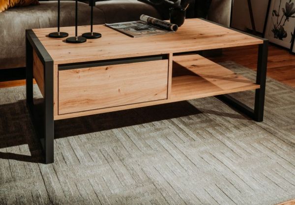 Couchtisch Malta in Artisan Eiche und Anthrazit im Industrial Look (100 x 55 cm)