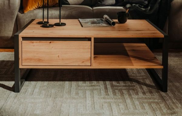 Couchtisch Malta in Artisan Eiche und Anthrazit im Industrial Look (100 x 55 cm)
