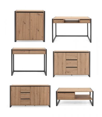 Couchtisch Malta in Artisan Eiche und Anthrazit im Industrial Look (100 x 55 cm)