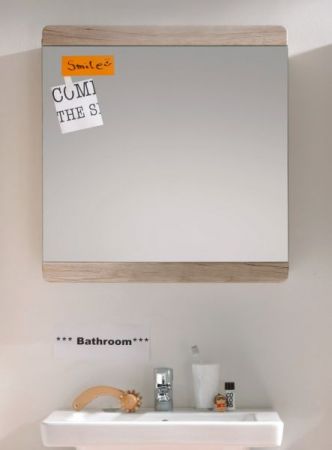 Badezimmer Spiegel Malea in Eiche San Remo hell Wandspiegel 65 x 70 cm