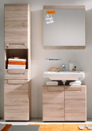 Badezimmer Spiegel Malea in Eiche San Remo hell Wandspiegel 65 x 70 cm